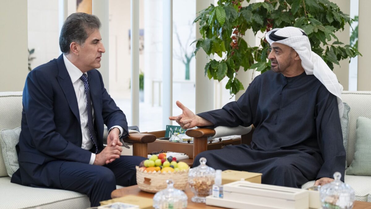 صاحب السمو الشيخ محمد بن زايد آل نهيان رئيس الدولة يستقبل رئيس إقليم كردستان العراق