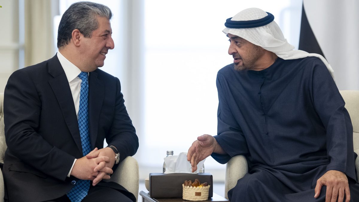 رئيس الدولة يستقبل رئيس حكومة إقليم كردستان العراق بحضور محمد بن راشد
